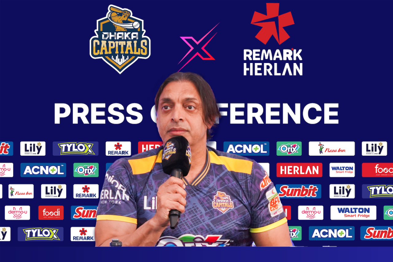 Shoaib Akhtar speaks at a press conference, Dhaka, December 15, 2025