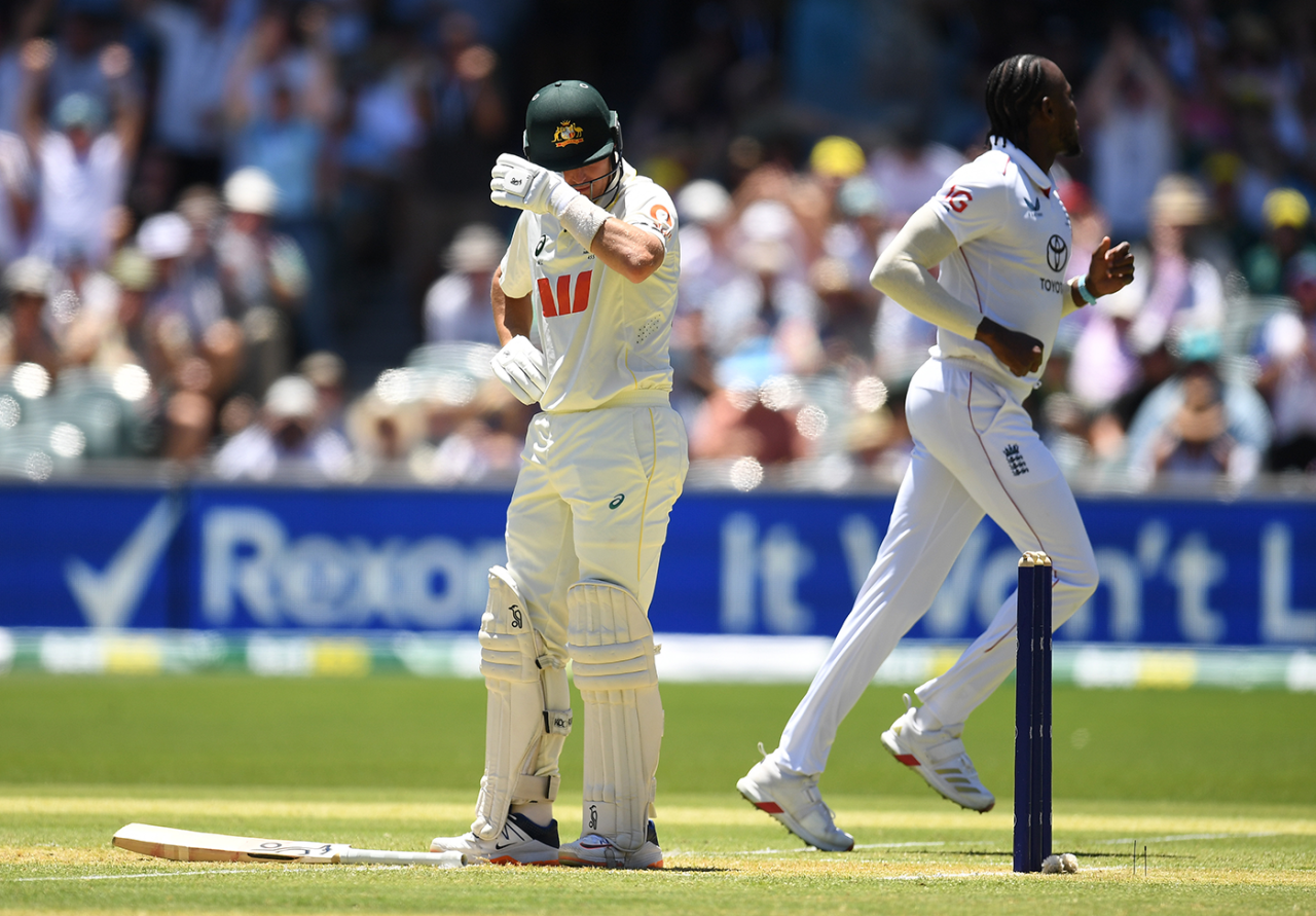 Jofra Archer removed Marnus Labuschagne first ball after lunch, Australia vs England, 3rd Test, Adelaide Oval, December 17, 2025