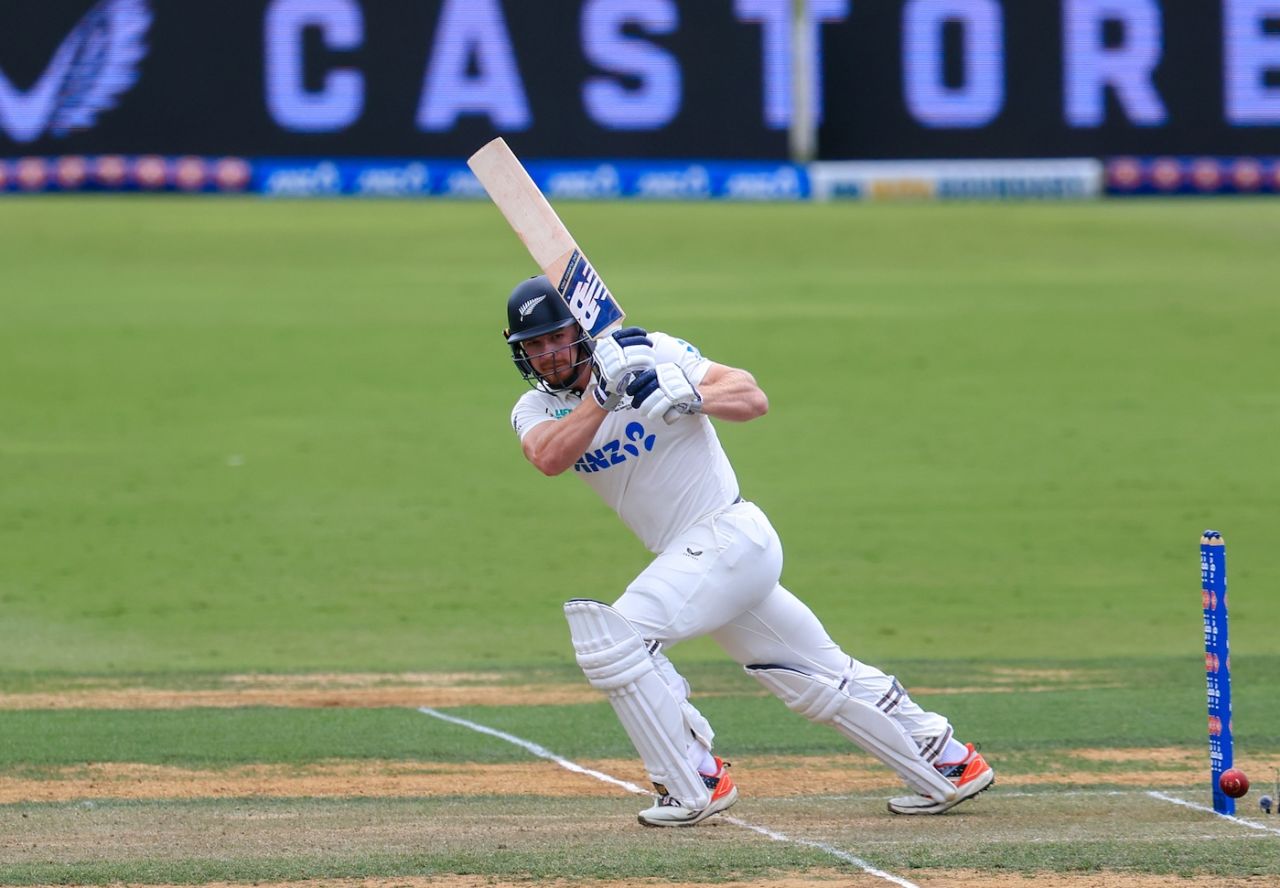 Glenn Phillips chipped in with a cameo, New Zealand vs West Indies, 3rd Test, Mount Maunganui, 2nd day, December 19, 2025