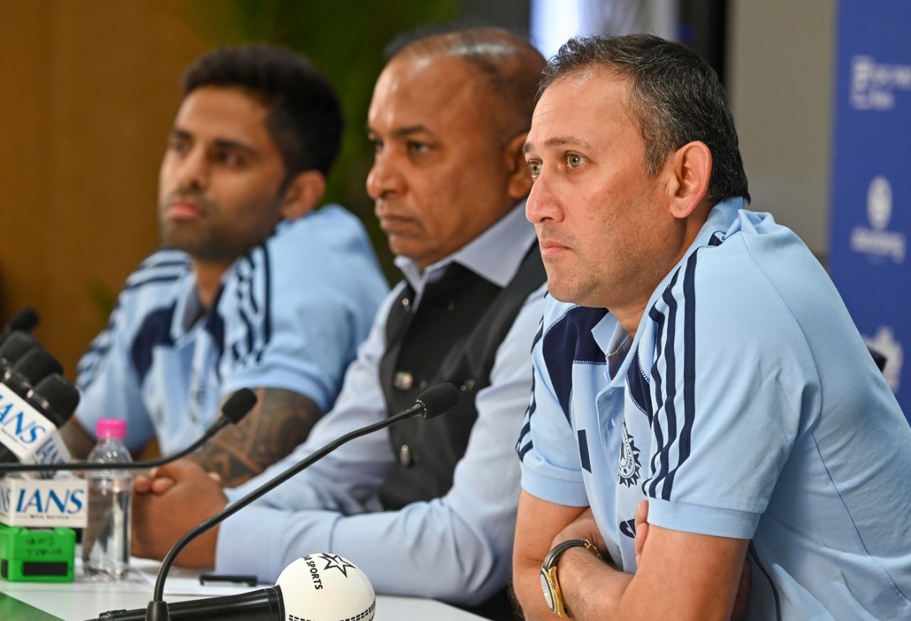 Suryakumar Yadav, Devajit Saikia and Ajit Agarkar take questions from the media, Mumbai, December 20, 2025