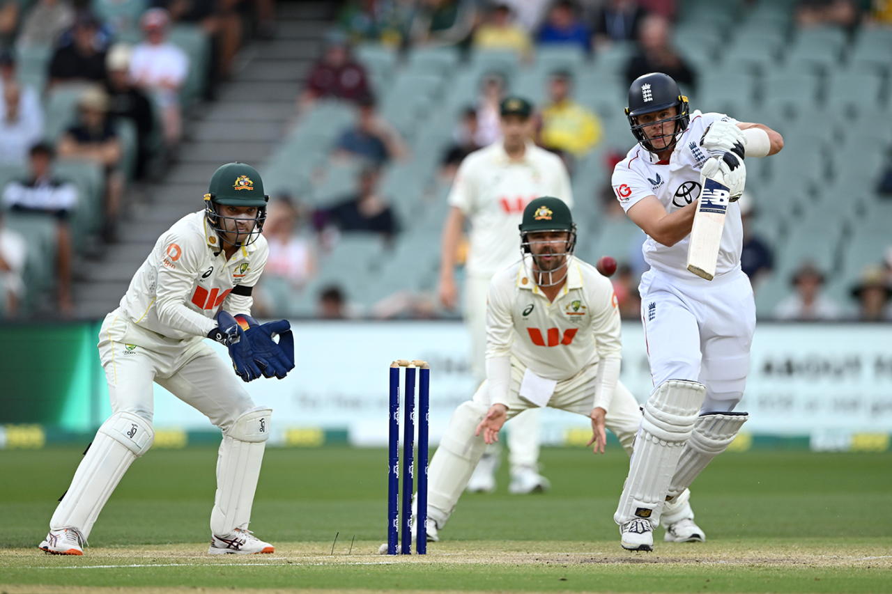 Jamie Smith plays into the off side, Australia vs England, 3rd Test, Adelaide, 5th day, December 21, 2025