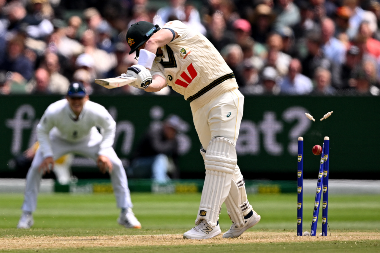 Steven Smith was bowled by Josh Tongue on the first morning at Melbourne, Australia vs England, 4th Test, Melbourne, 1st day, December 26, 2025