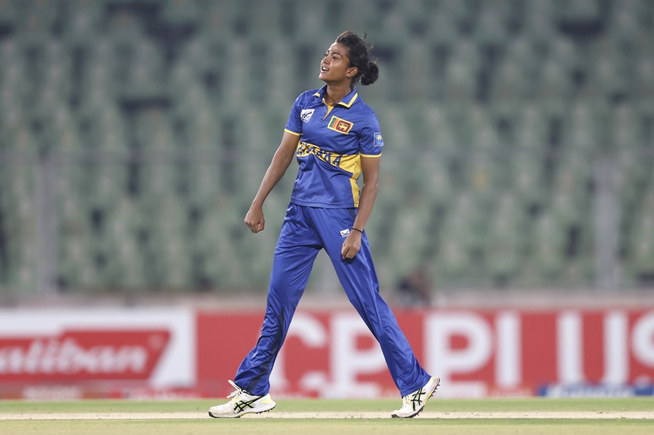 Rashmika Sewwandi cleaned up Harleen Deol, India vs Sri Lanka, 5th Women's T20I, Thiruvananthapuram, December 30, 2025