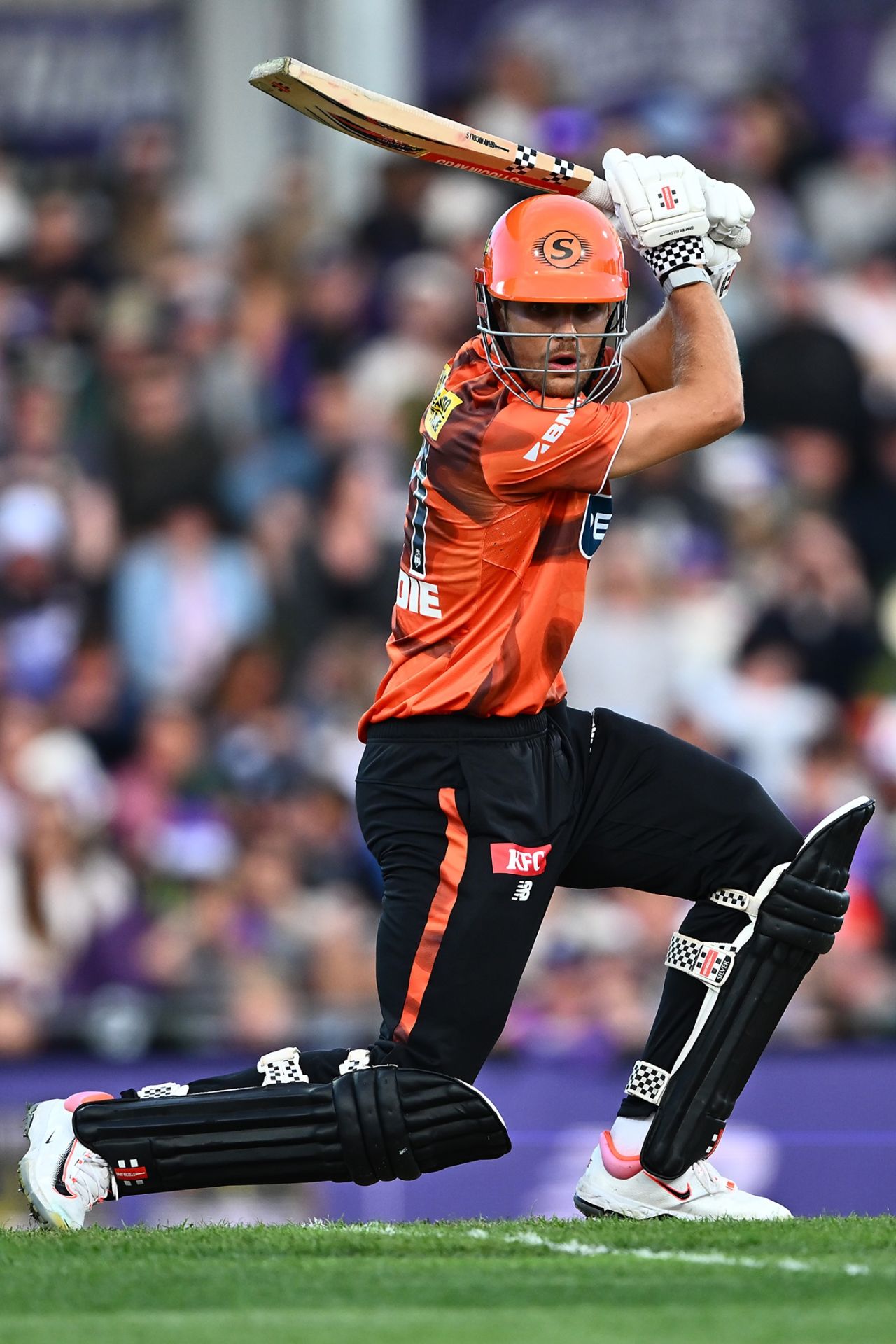 Aaron Hardie slashes one away, Hobart Hurricanes vs Perth Scorchers, Hobart, January 1, 2026