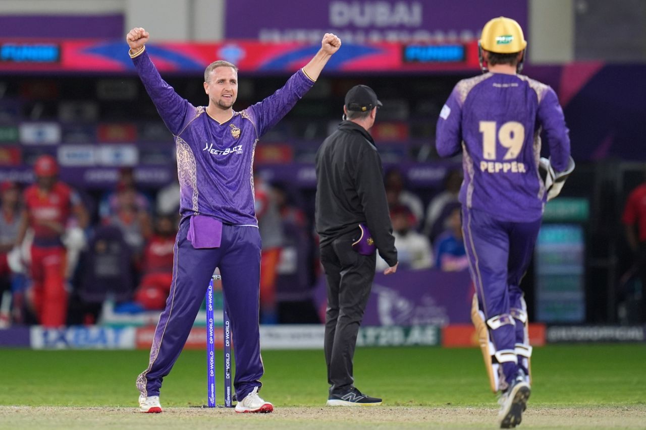 Liam Livingstone rattled Dubai Capitals, Abu Dhabi Knight Riders vs Dubai Capitals, ILT20 Eliminator, Dubai, January 1, 2026
