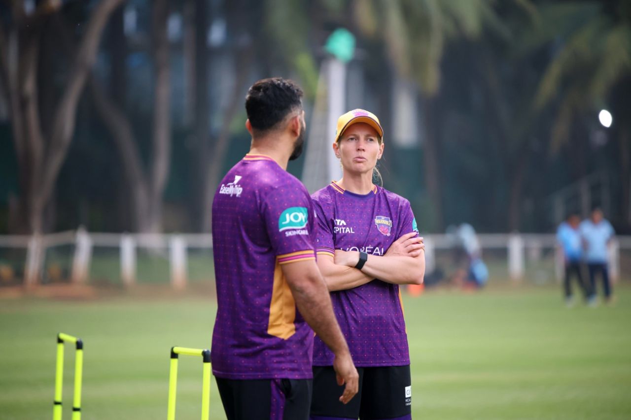 Abhishek Nayar and Meg Lanning have a chat, Navi Mumbai, January 4, 2026