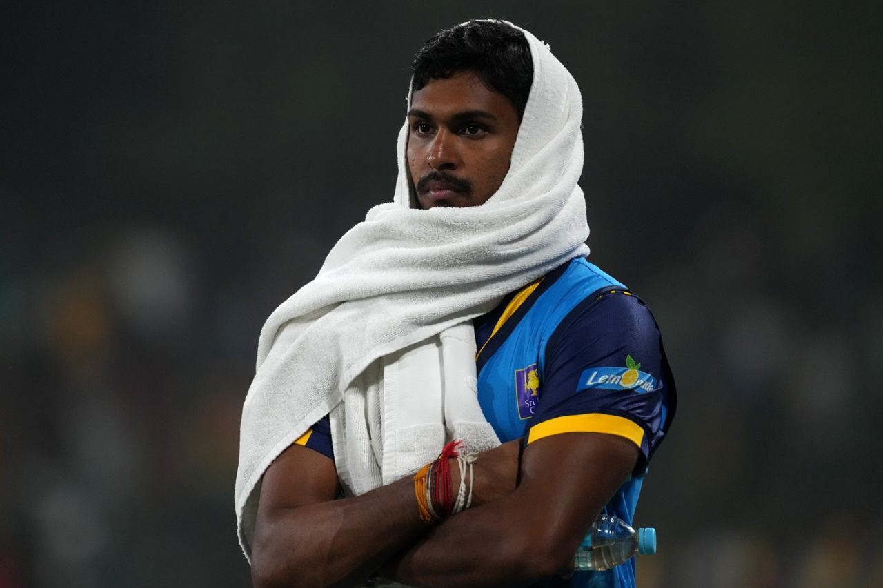 Matheesha Pathirana watches the action unfold from the sidelines, Sri Lanka vs Pakistan, 1st T20I, Dambulla, January 7, 2026