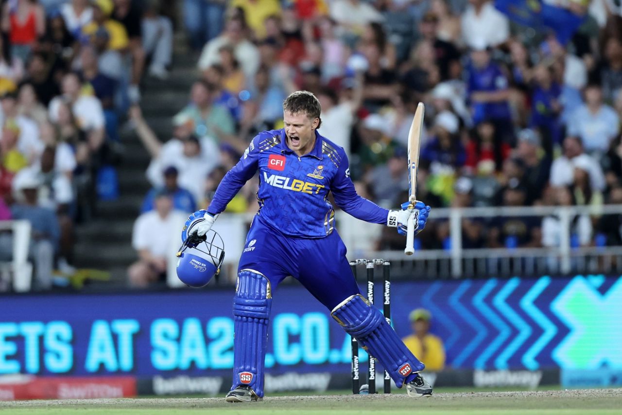 Ryan Rickelton brings up his hundred, Joburg Super Kings vs MI Cape Town, Johannesburg, SA20, Jan 10 2026