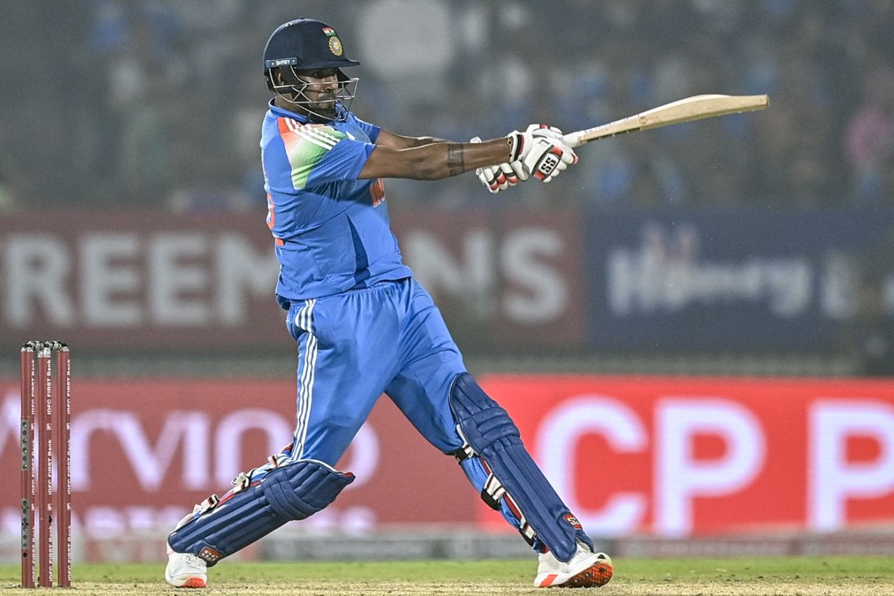 Harshit Rana clubs one away to the leg-side boundary, India vs New Zealand, 1st ODI, Vadodara, January 11, 2026