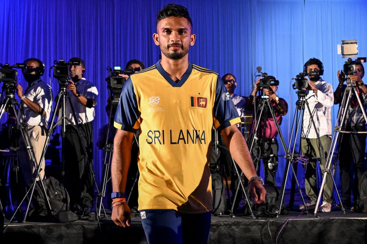 Dasun Shanaka at the jersey launch for the T20 World Cup, Colombo, January 14, 2026