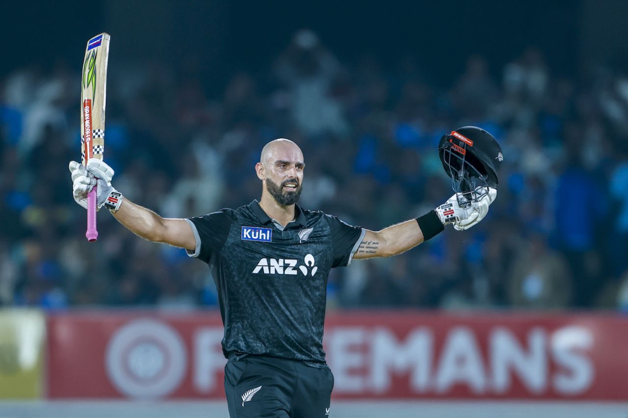 Daryl Mitchell tonned up in 96 balls, India vs New Zealand, 2nd ODI, Rajkot, January 14, 2026