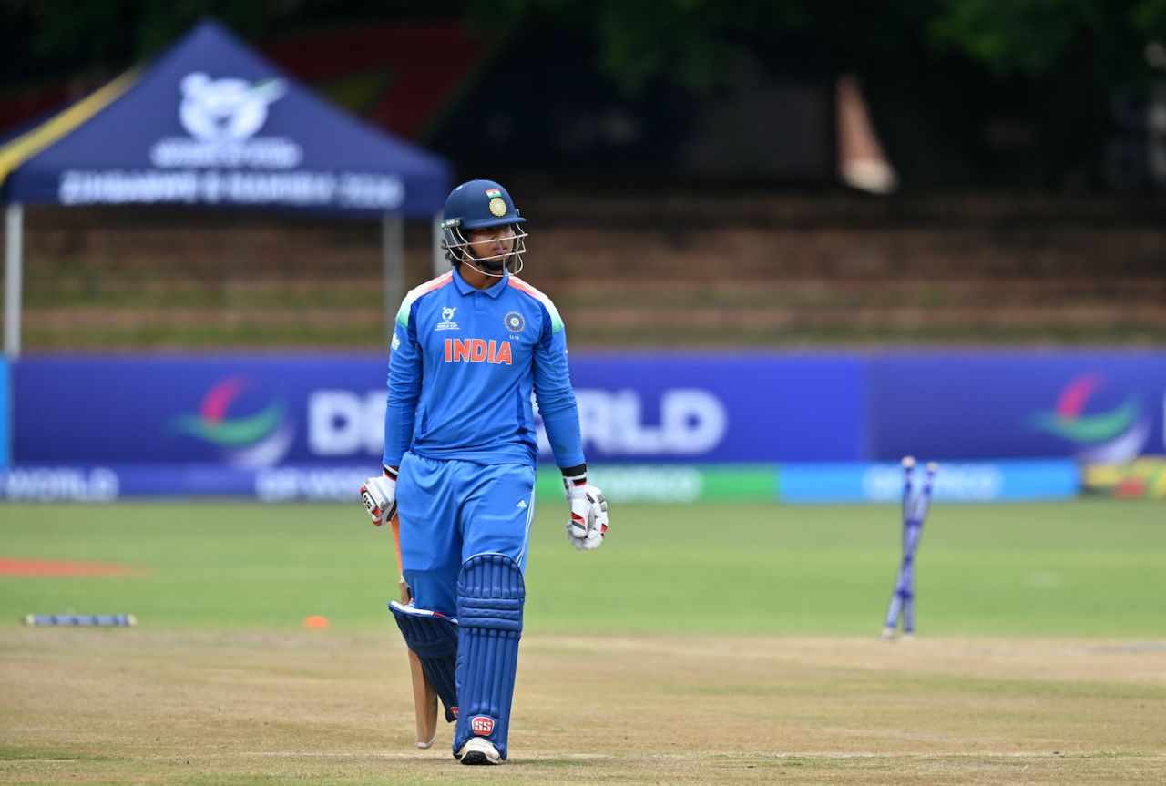 Vaibhav Sooryavanshi's leg stump was uprooted by Ritvik Appidi, India vs USA, ICC Men's Under-19 World Cup, Bulawayo, January 15, 2026