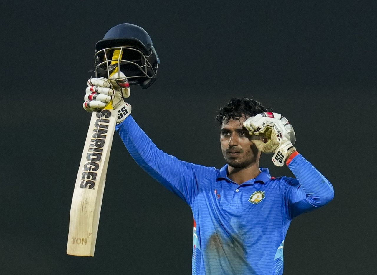 Aman Mokhade got to his century in 101 balls, Karnataka vs Vidarbha, Vijay Hazare Trophy, 1st semi-final, Bengaluru, January 15, 2026