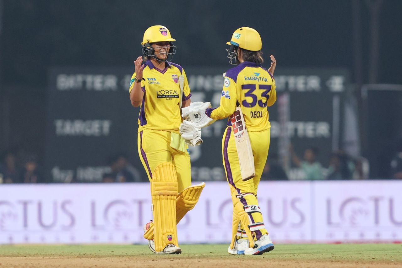 Harleen Deol and Chloe Tryon added an unbroken 44 runs off 20 balls to seal the deal for UPW, Mumbai Indians vs UP Warriorz, WPL 2026, DY Patil, January 15, 2026