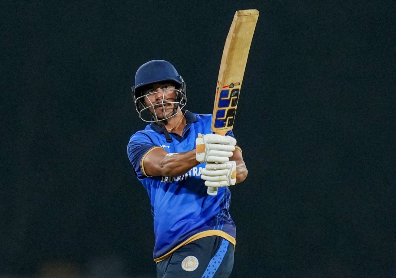 Vishvaraj Jadeja hit 18 fours and three sixes in his unbeaten 127-ball 165, Saurashtra vs Punjab, Vijay Hazare Trophy, semi-finals, CoE, Bengaluru, January 16, 2026