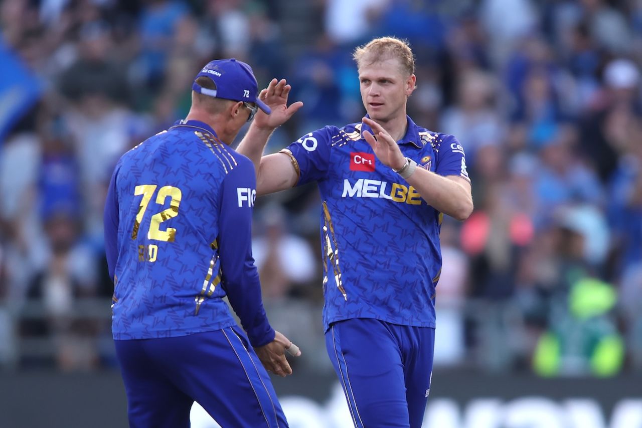 Corbin Bosh took two big wickets initially and two more in the death, MI Cape Town vs Sunrisers Eastern Cape, SA20 2026, Cape Town, January 16, 2026