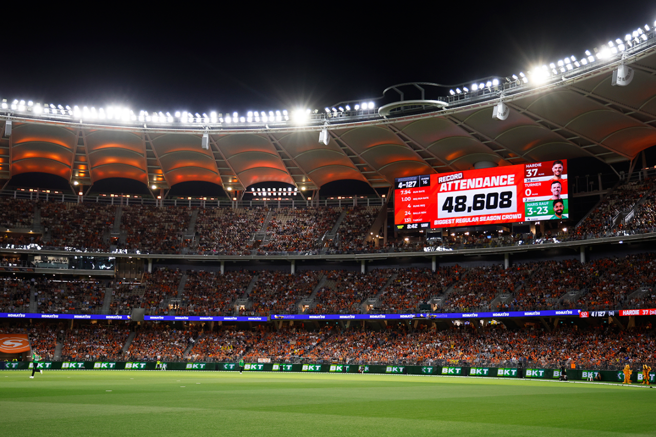 A huge crowd watched Perth Scorchers take on Melbourne Stars, Perth Scorchers vs Melbourne Stars, BBL, Perth, January 17, 2026
