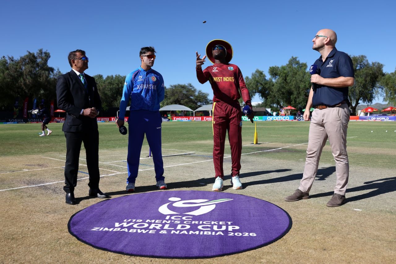 Mahboob Khan and Joshua Dorne at the toss, Afghanistan vs West Indies, Under-19 World Cup, Windhoek, January 18, 2026