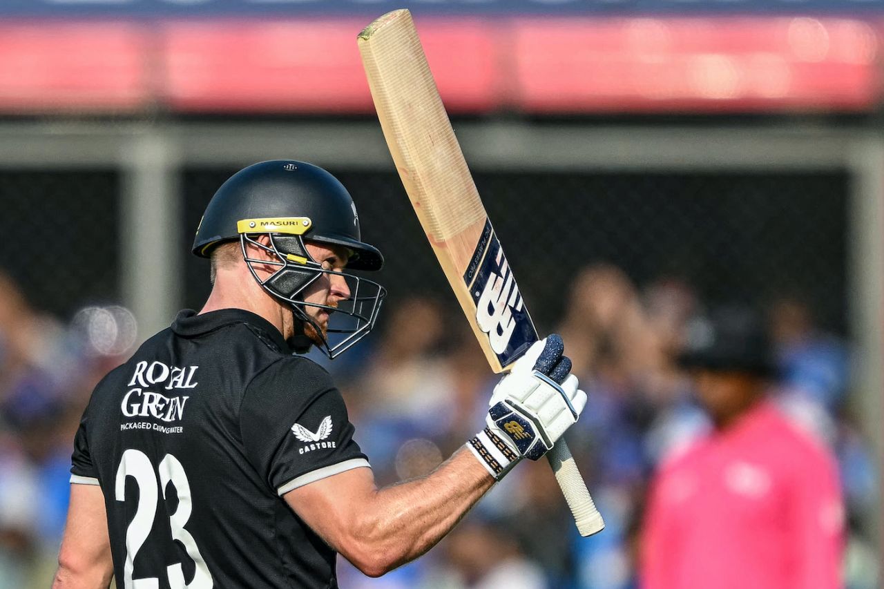 Glenn Phillips celebrates his fifty, India vs New Zealand, 3rd ODI, Indore, January 18, 2026