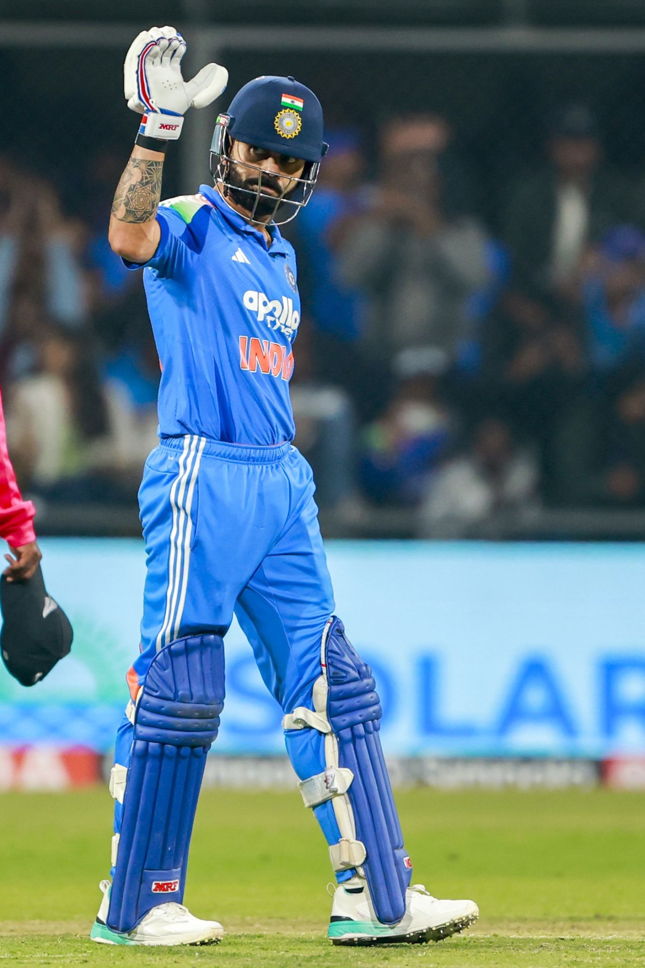 Virat Kohli acknowledges the crowd after reaching his fifty, India vs New Zealand, 3rd ODI, Indore, January 18, 2026
