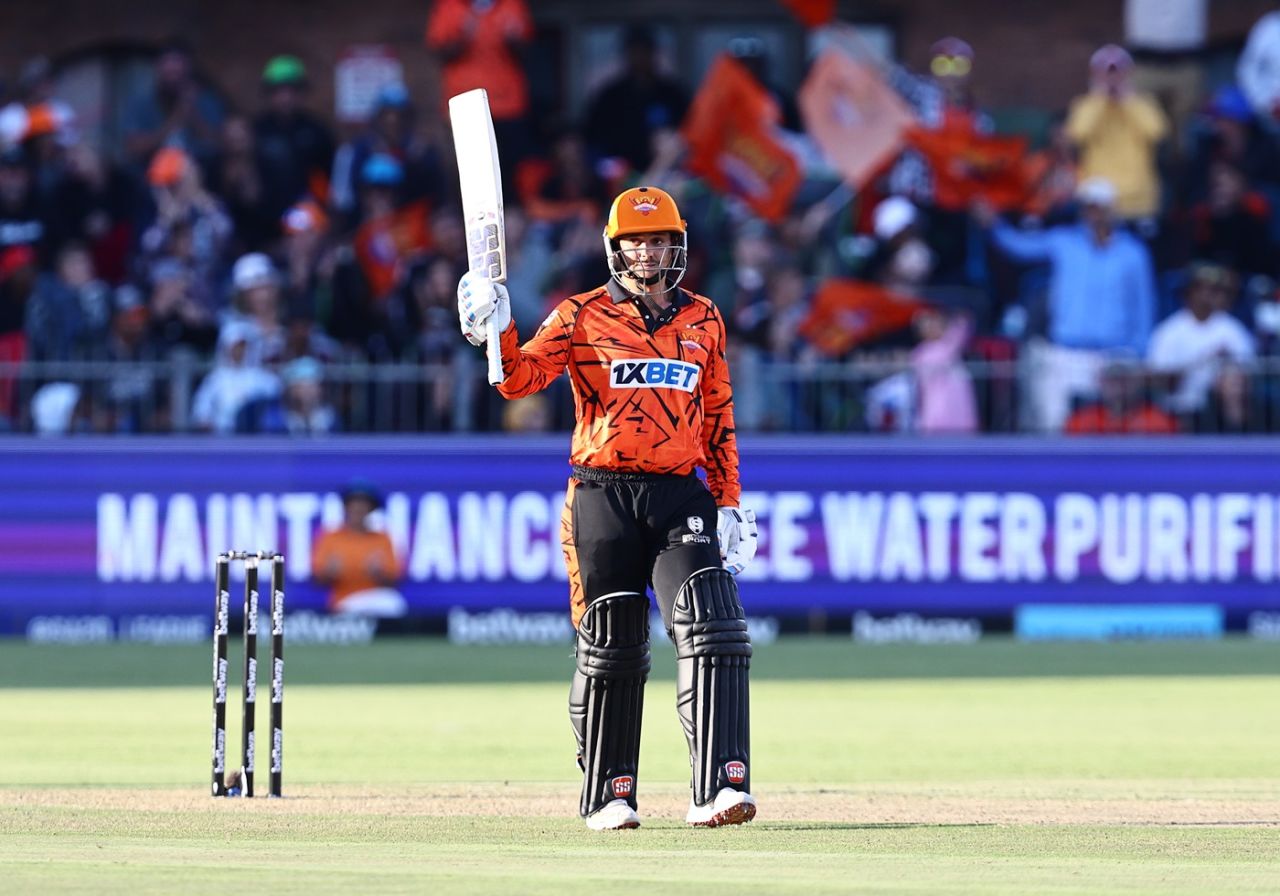 Quinton de Kock celebrates his half-century, Sunrisers Eastern Cape vs MI Cape Town, SA20, Gqeberha, January 18, 2026