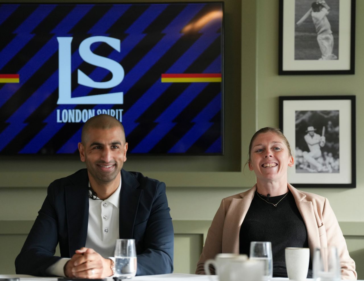 Mo Bobat and Heather Knight, at Lord's for the launch of London Spirit's new team colours, January 19, 2026