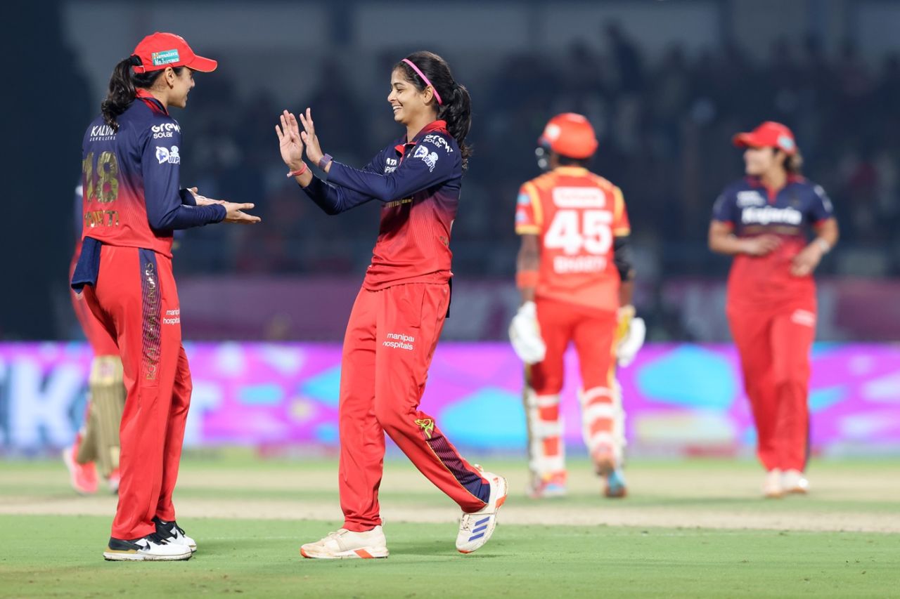 Shreyanka Patil took the wicket of Bharti Fulmali, Gujarat Giants vs Royal Challengers Bengaluru, WPL 2026, January 19, 2026