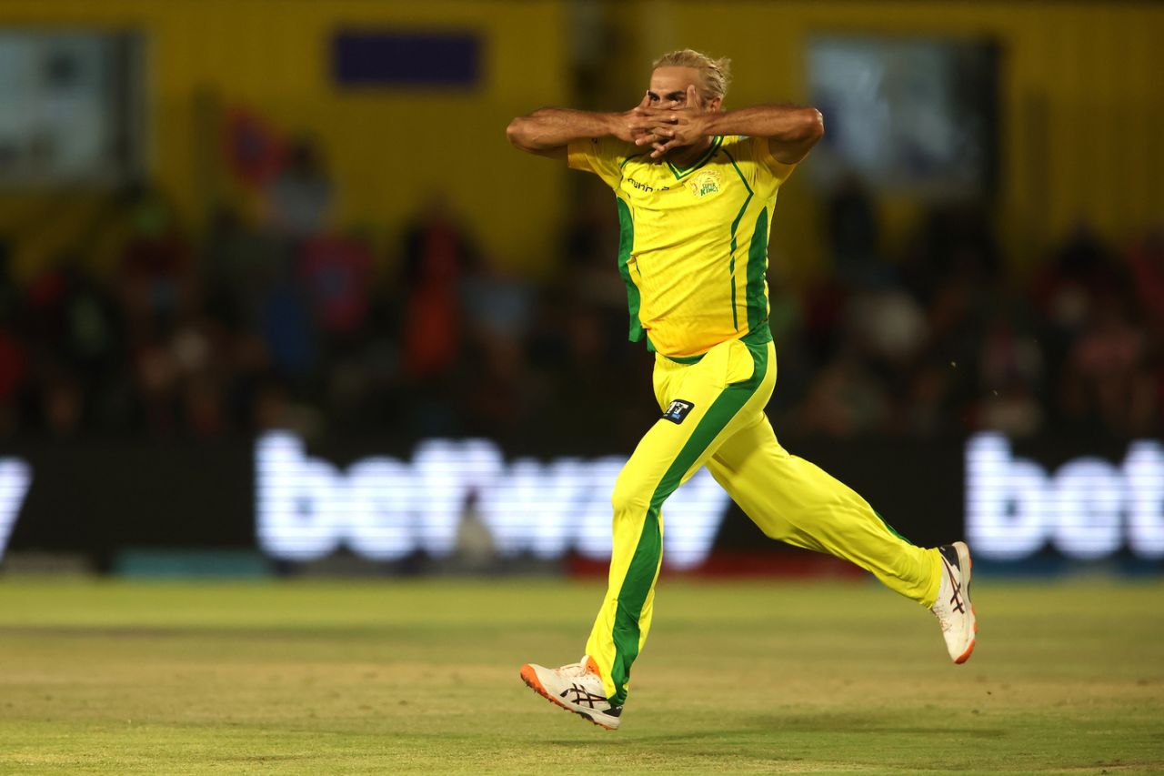 Imran Tahir pulls out a celebration, Paarl Royals vs Joburg Super Kings, SA20, Paarl, January 19, 2026
