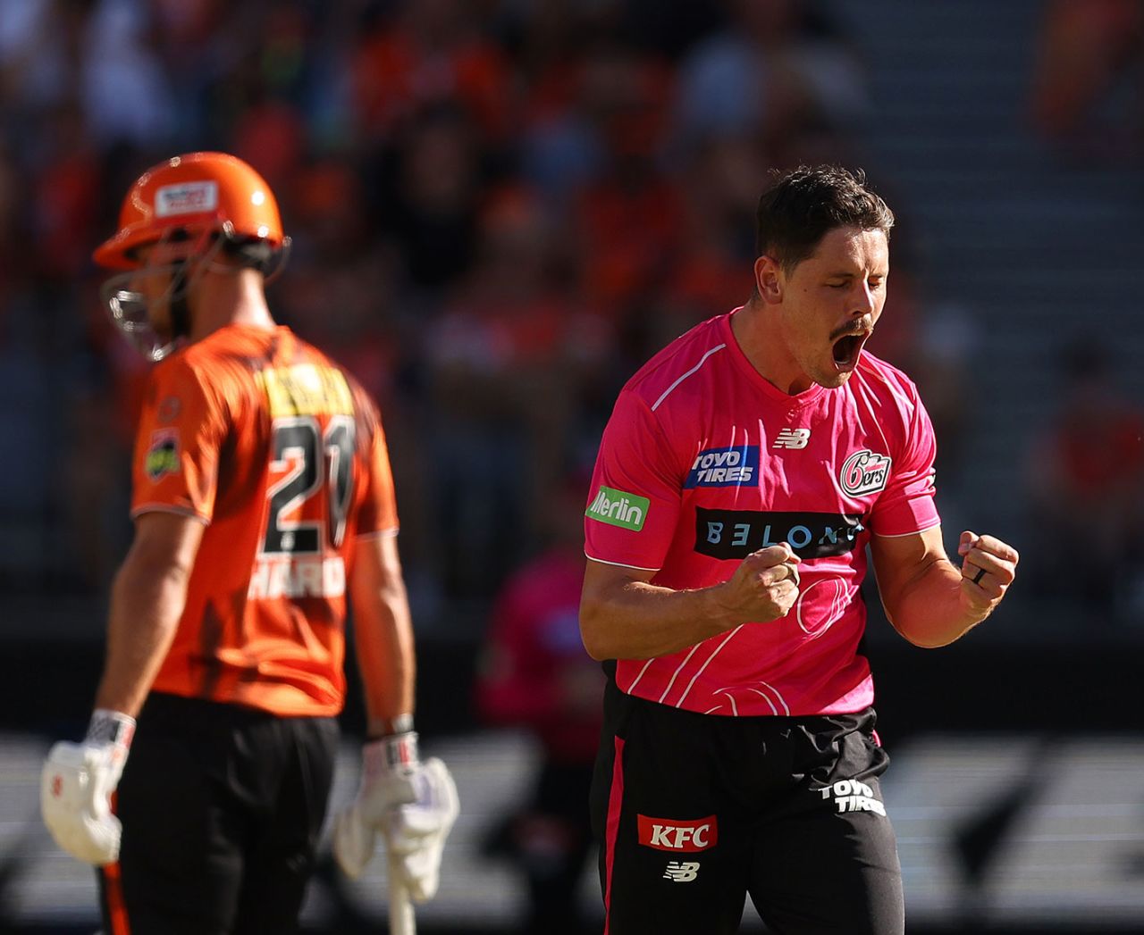 Ben Dwarshuis claimed the huge wicket of Finn Allen, Perth Scorchers vs Sydney Sixers, BBL, Qualifier, Optus Stadium, January 20, 2026
