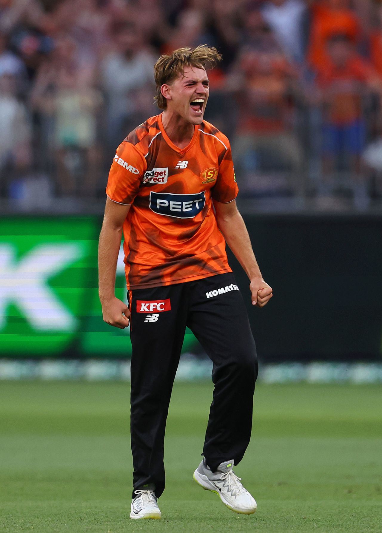 Mahli Beardman was pumped after removing Steven Smith, Perth Scorchers vs Sydney Sixers, BBL, Qualifier, Optus Stadium, January 20, 2026