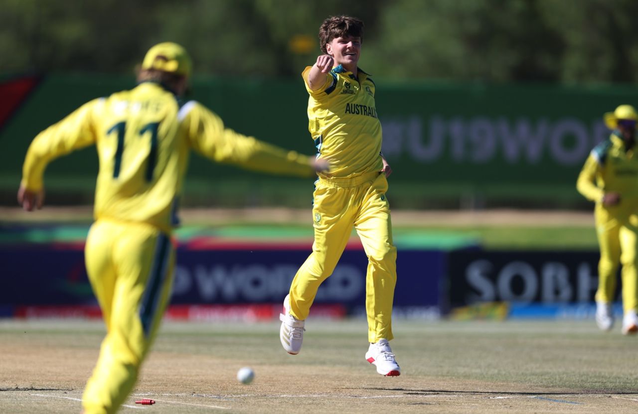 Will Byrom finished with 2 for 32 in his ten overs, Australia vs Japan, Under-19 World Cup, Windhoek, January 20, 2026
