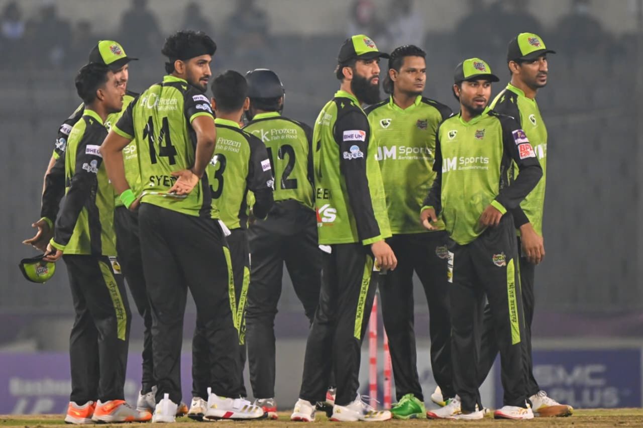 Sylhet Titans celebrate a wicket, Sylhet Titans vs Rajshahi Warriors, Qualifier 2, Dhaka, BPL, January 21, 2026