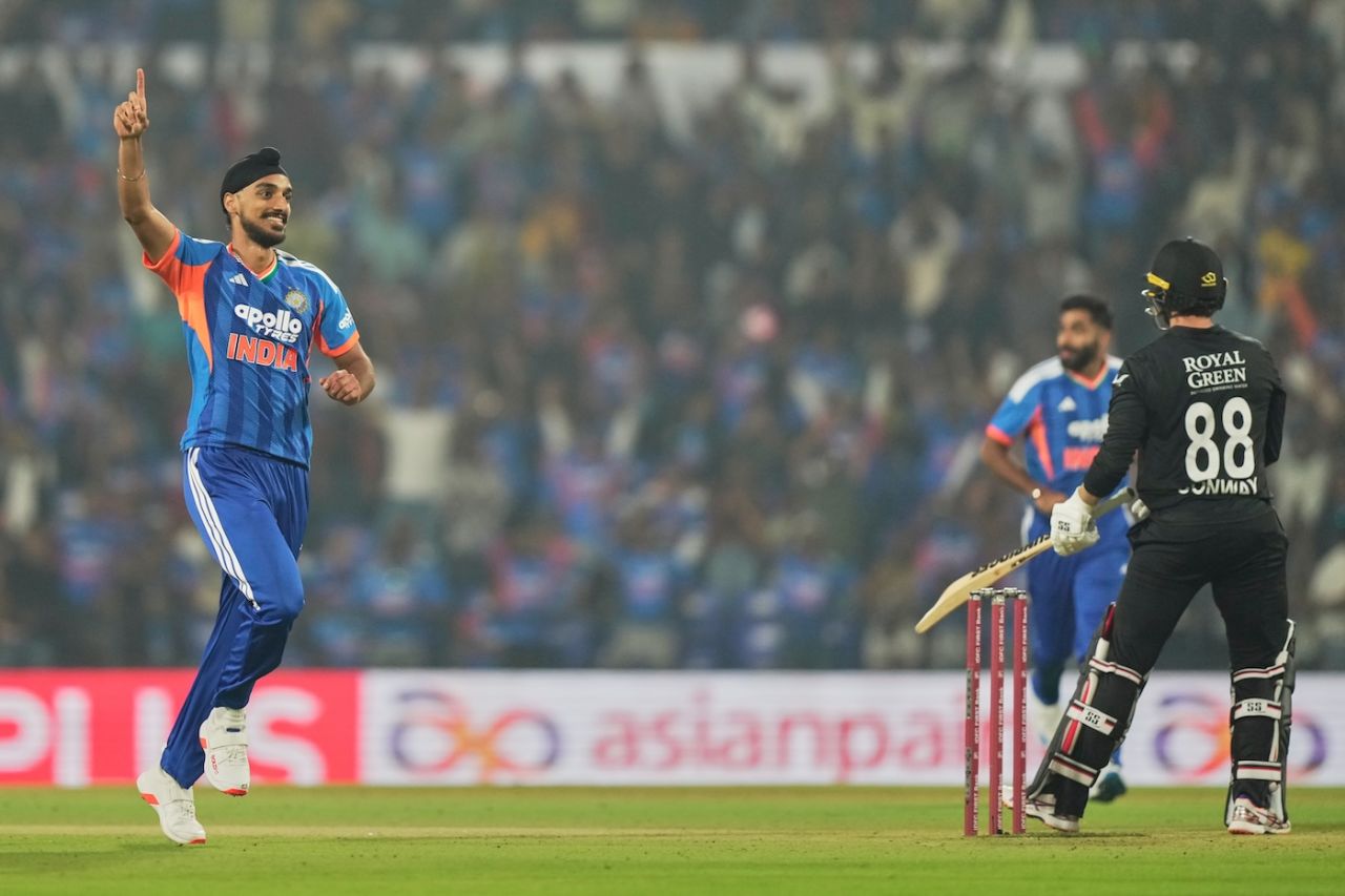 Arshdeep Singh got India the first breakthrough, India vs New Zealand, 1st T20I, Nagpur, January 21, 2026
