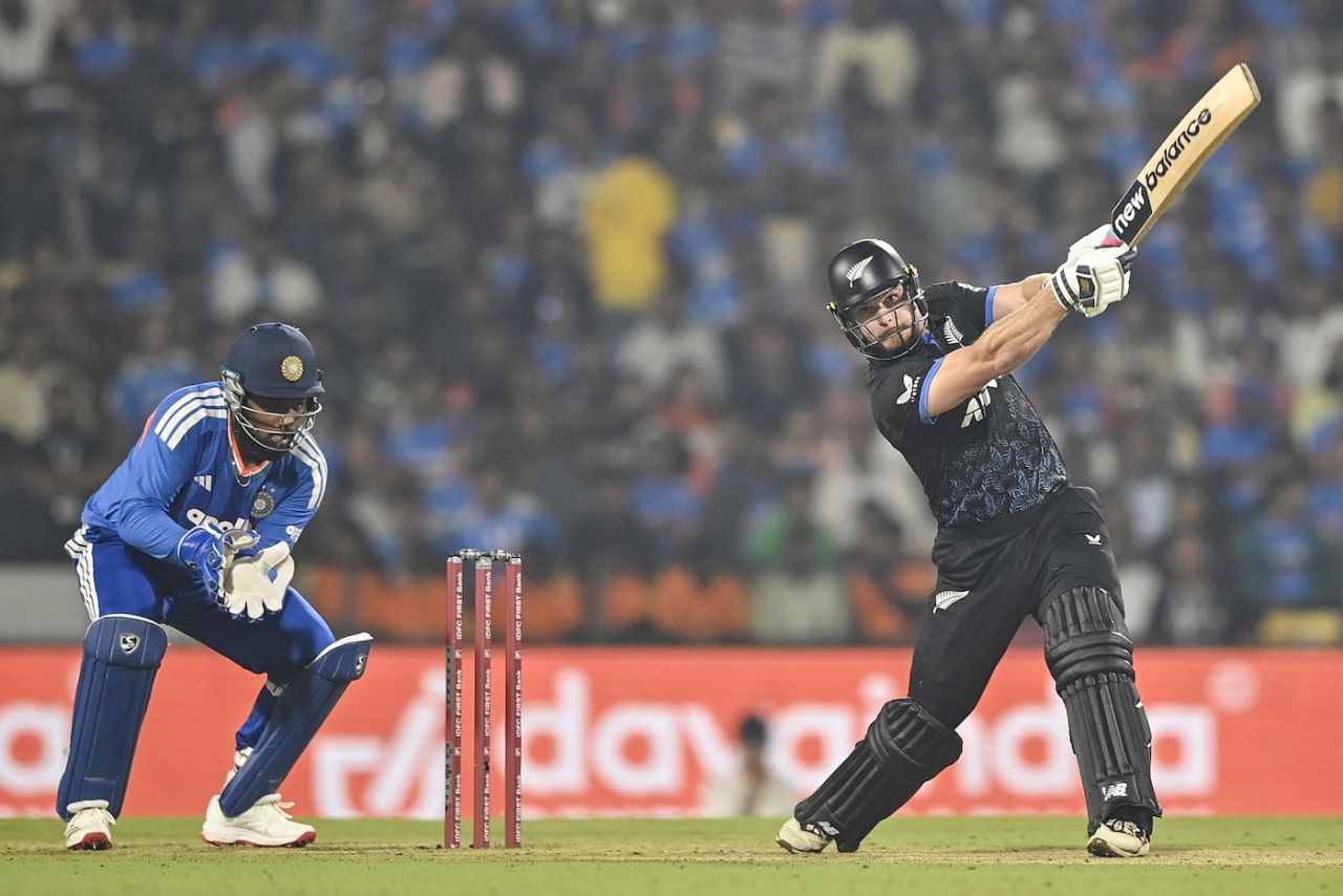 Glenn Phillips kept going until he holed out, India vs New Zealand, 1st T20I, Nagpur, January 21, 2026