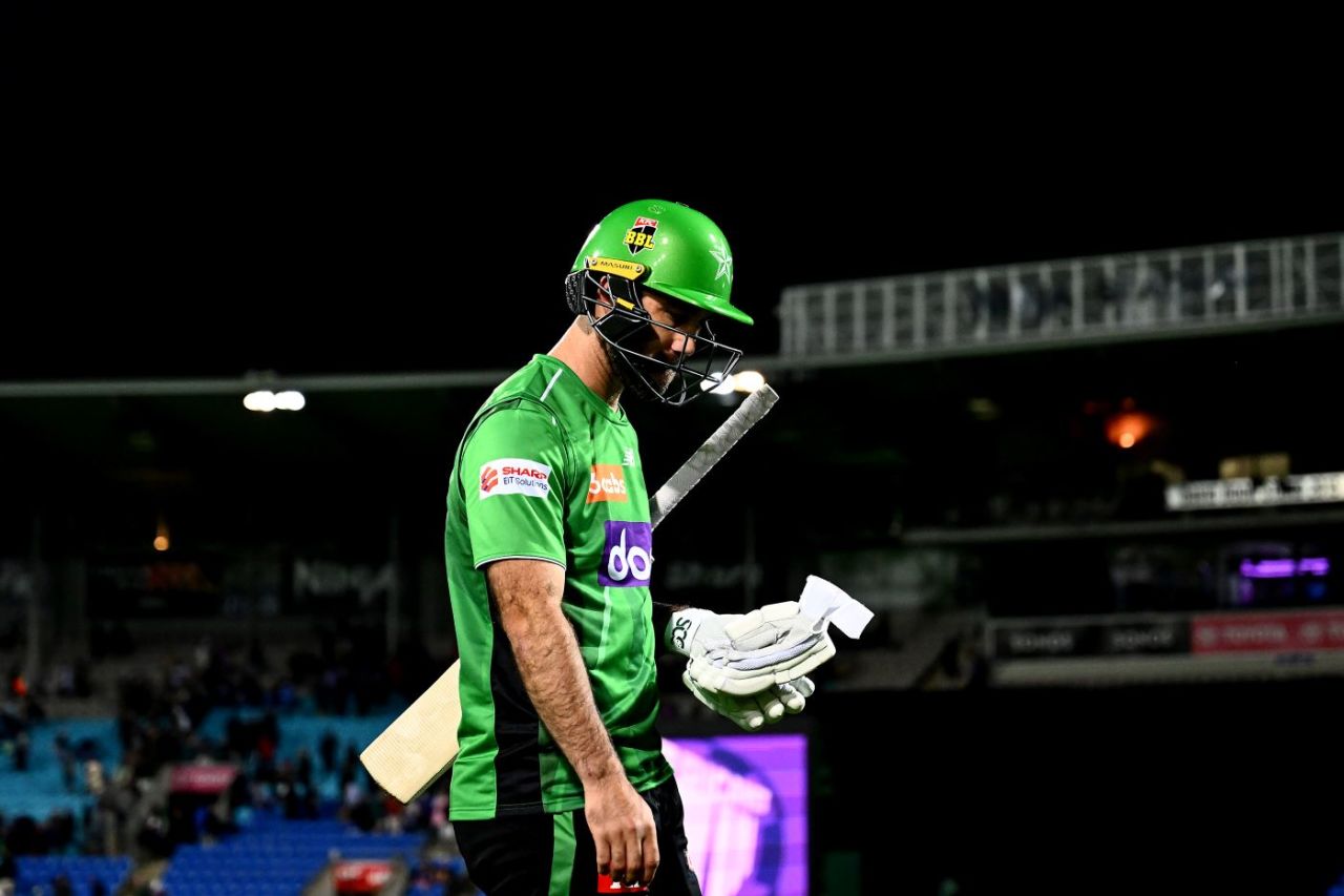 Glenn Maxwell faced just four balls in Melbourne Stars unsuccessful chase, Hobart Hurricanes vs Melbourne Stars, BBL, Knockout, Hobart, January 21, 2026