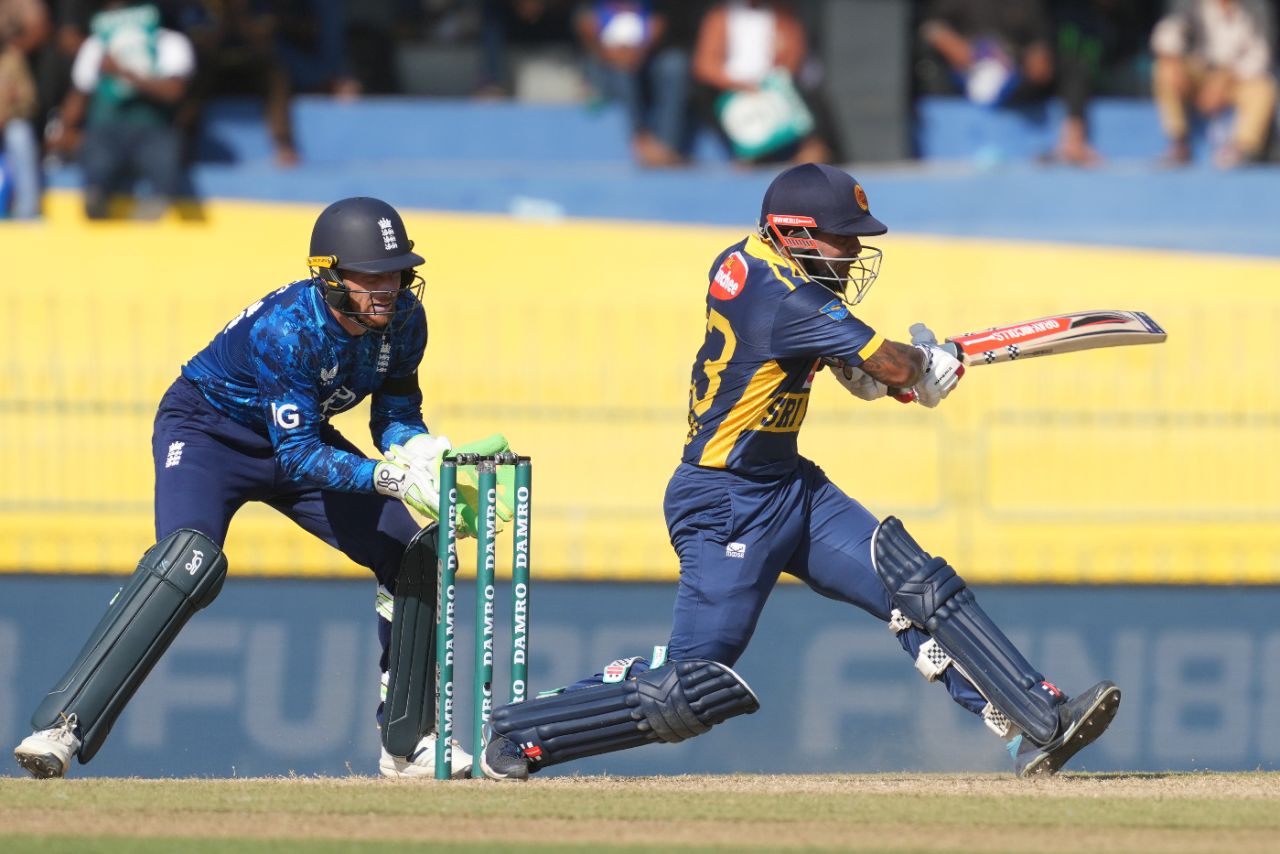Kusal Mendis pulls during his half-century, Sri Lanka vs England, 1st ODI, Colombo, January 22, 2026