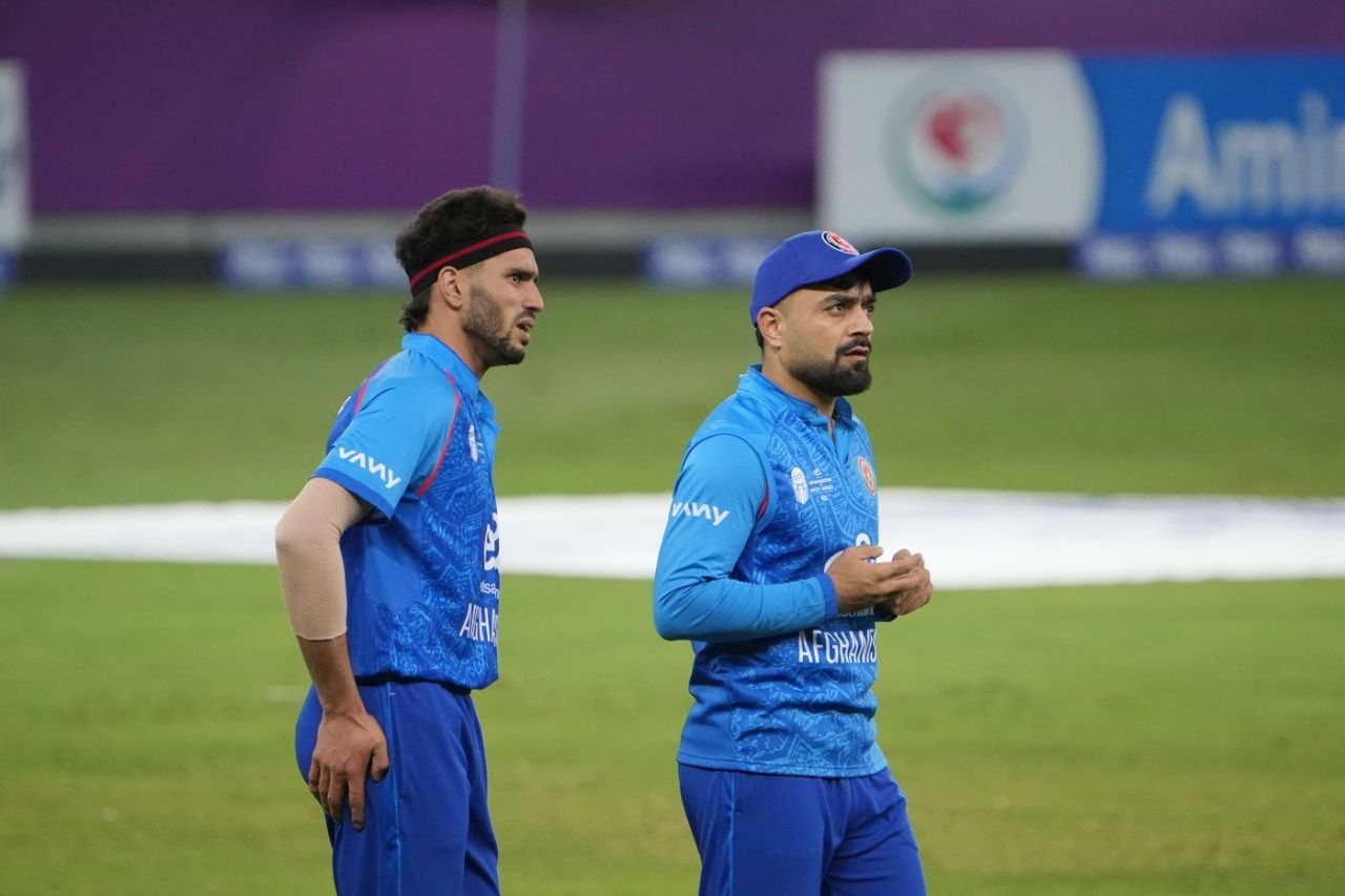 Abdollah Ahmadzai and Rashid Khan were among the wickets for Afghanistan, Afghanistan vs West Indies, 3rd T20I, Dubai, January 22, 2026