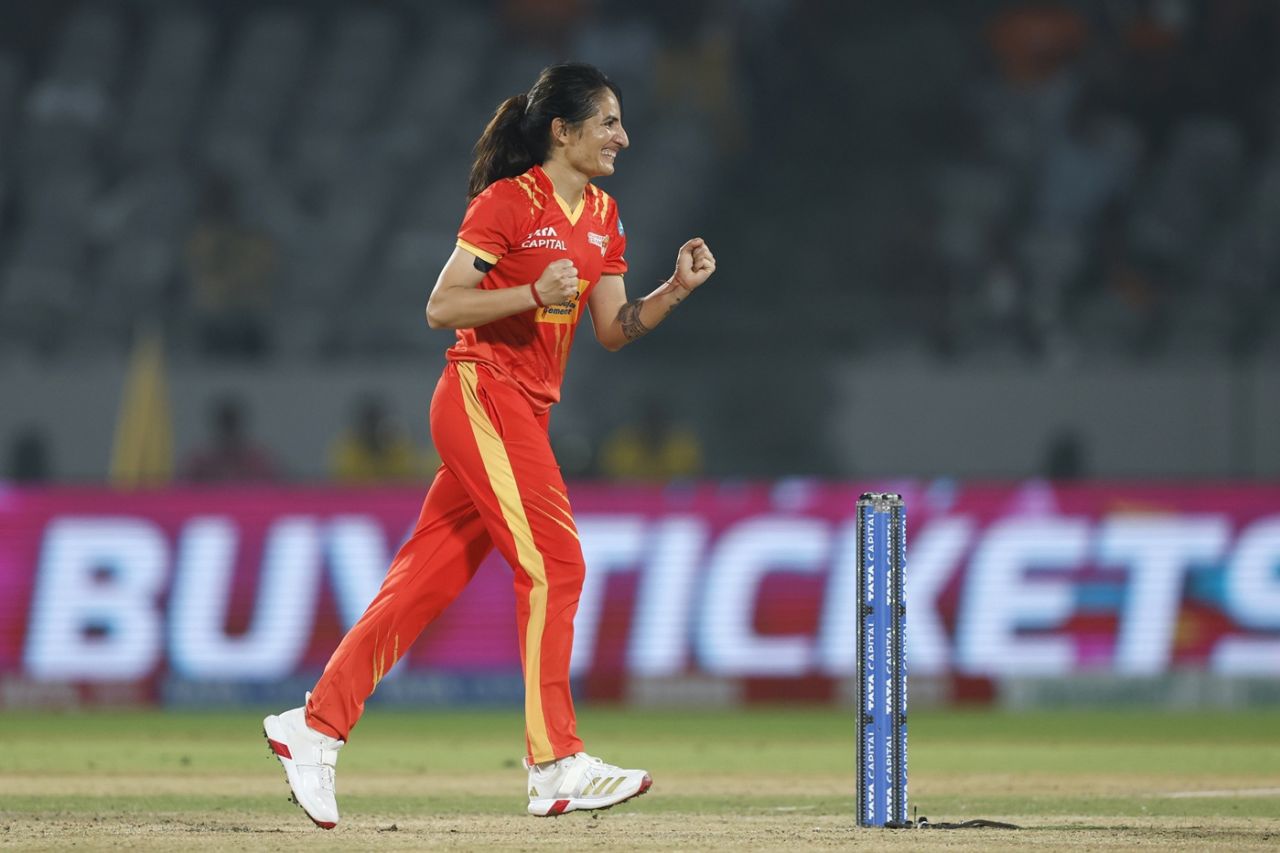Renuka Singh took 2 for 20 in her four overs, Gujarat Giants vs UP Warriorz, WPL, Vadodara, January 22, 2026