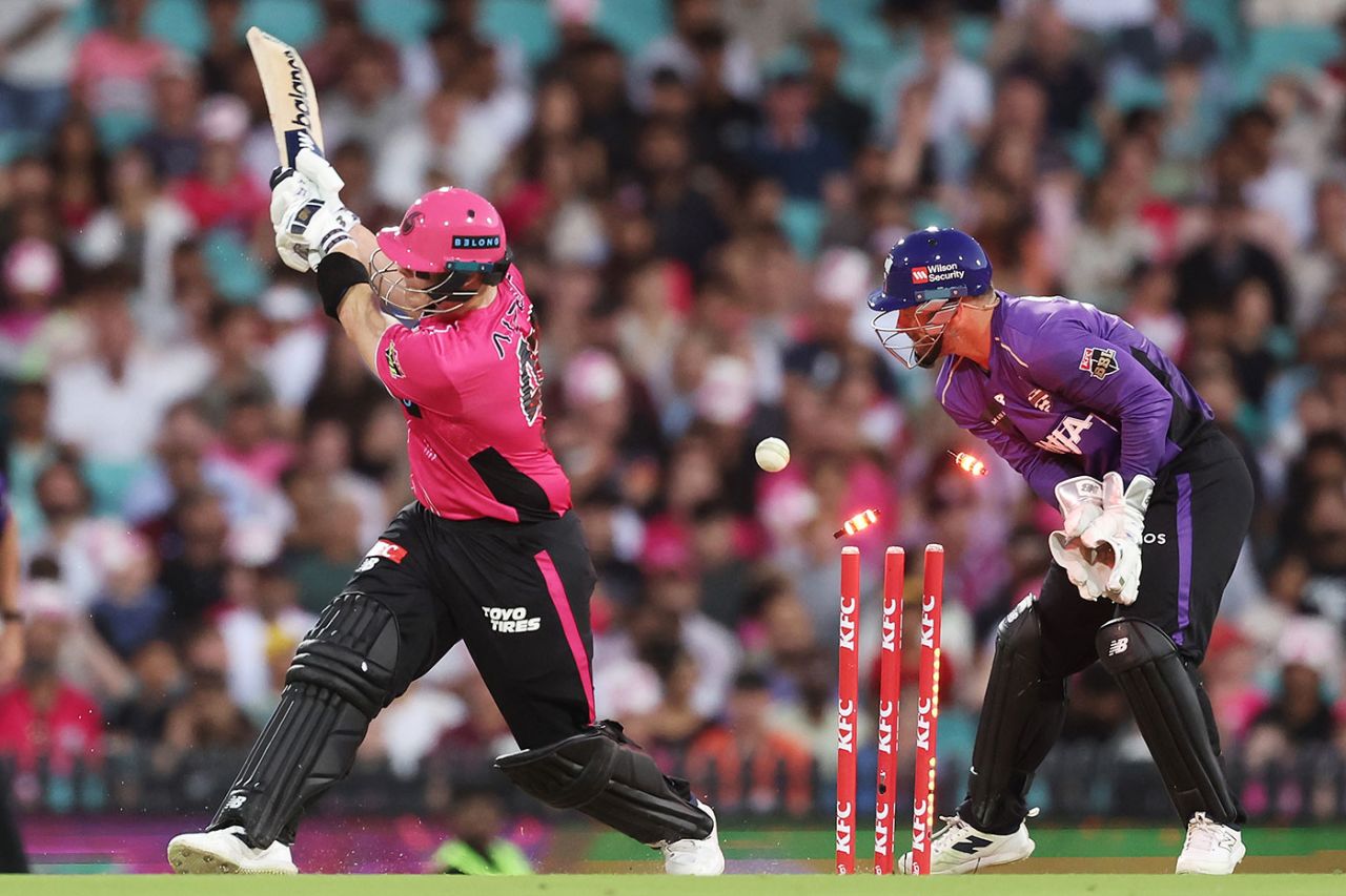 Steven Smith missed a switch hit off Rishad Hossain, Sydney Sixers vs Hobart Hurricanes, BBL, Challenger, SCG, January 23, 2026