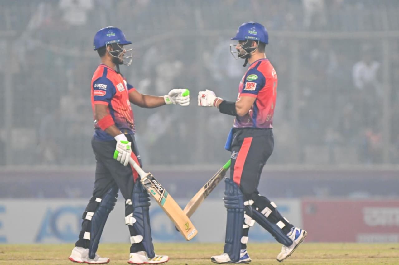 Sahibzada Farhan and Tanzid Hasan made a solid start for Rajshahi Warriors, Rajshahi Warriors vs Chattogram Royals, BPL final, Dhaka, January 23 2026