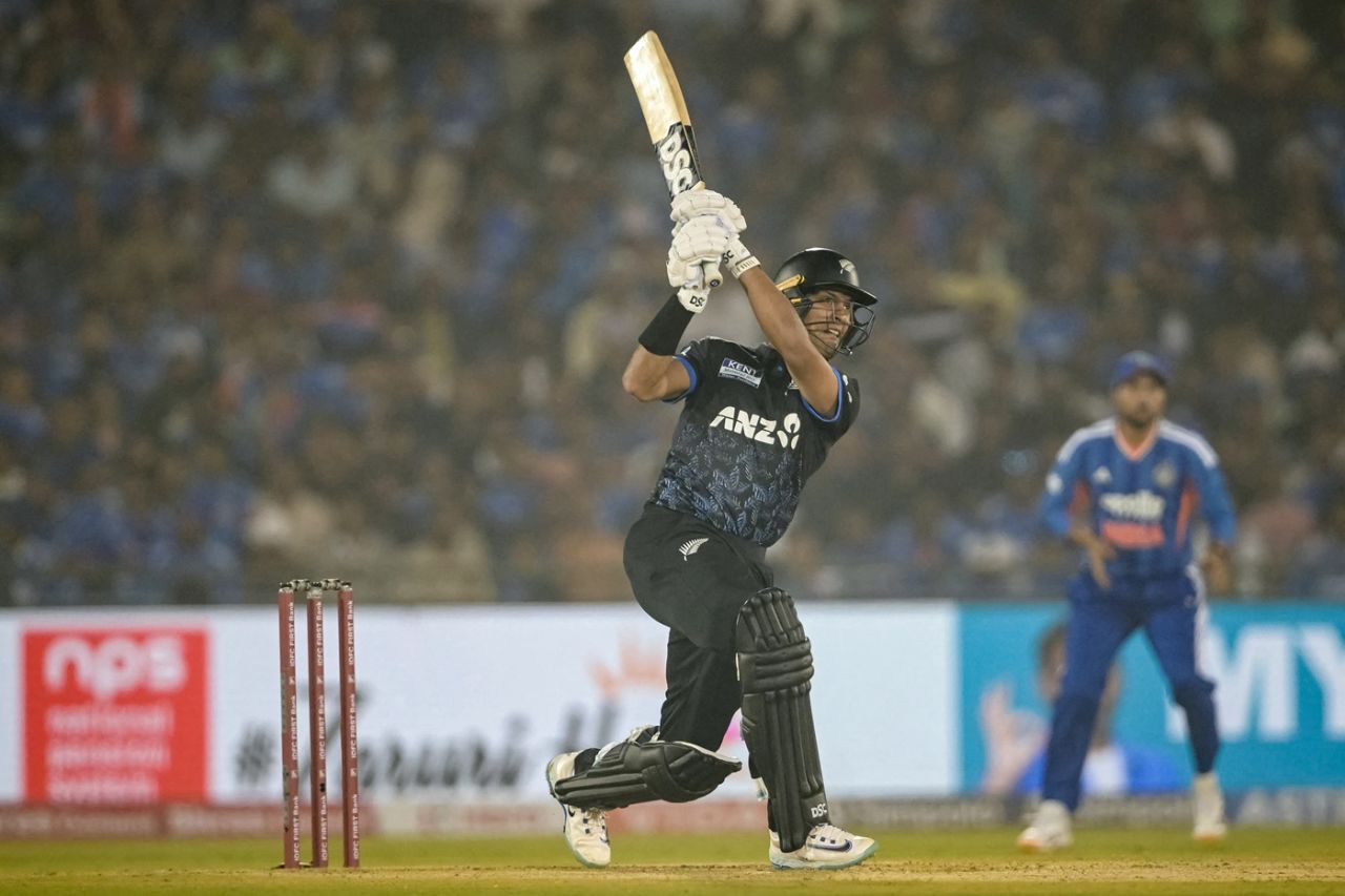 Rachin Ravindra started with a bunch of sixes, India vs New Zealand, 2nd T20I, Raipur, January 23, 2026
