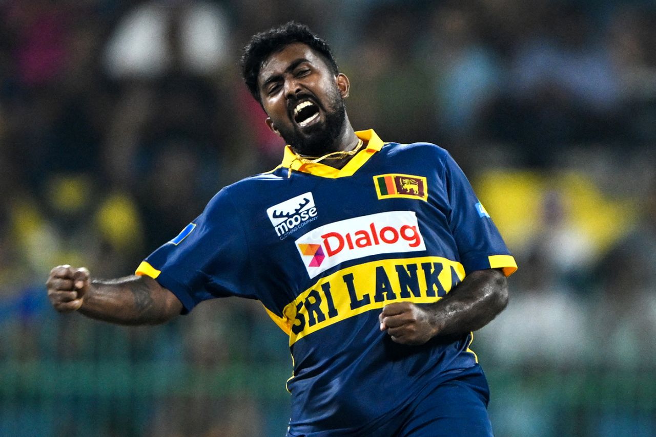Asitha Fernando celebrates the breakthrough, Sri Lanka vs England, 2nd ODI, Colombo, January 24, 2026