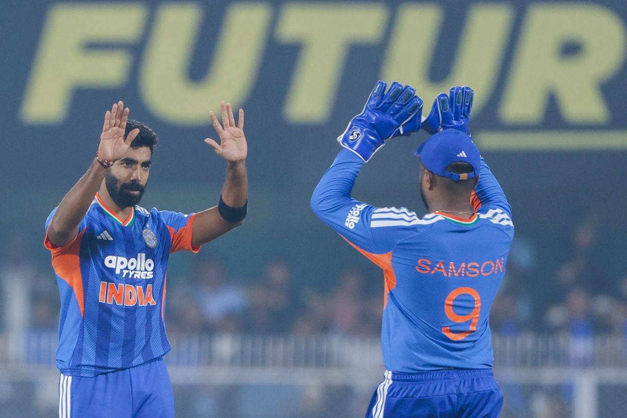 Jasprit Bumrah took three wickets on the night, India vs New Zealand, 3rd T20I, Guwahati, January 25, 2026