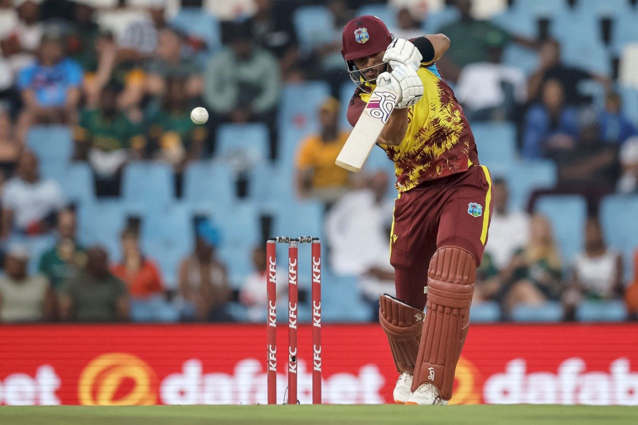 Brandon King punches crisply off the back foot, South Africa vs West Indies, 2nd T20I, Centurion, January 29, 2026