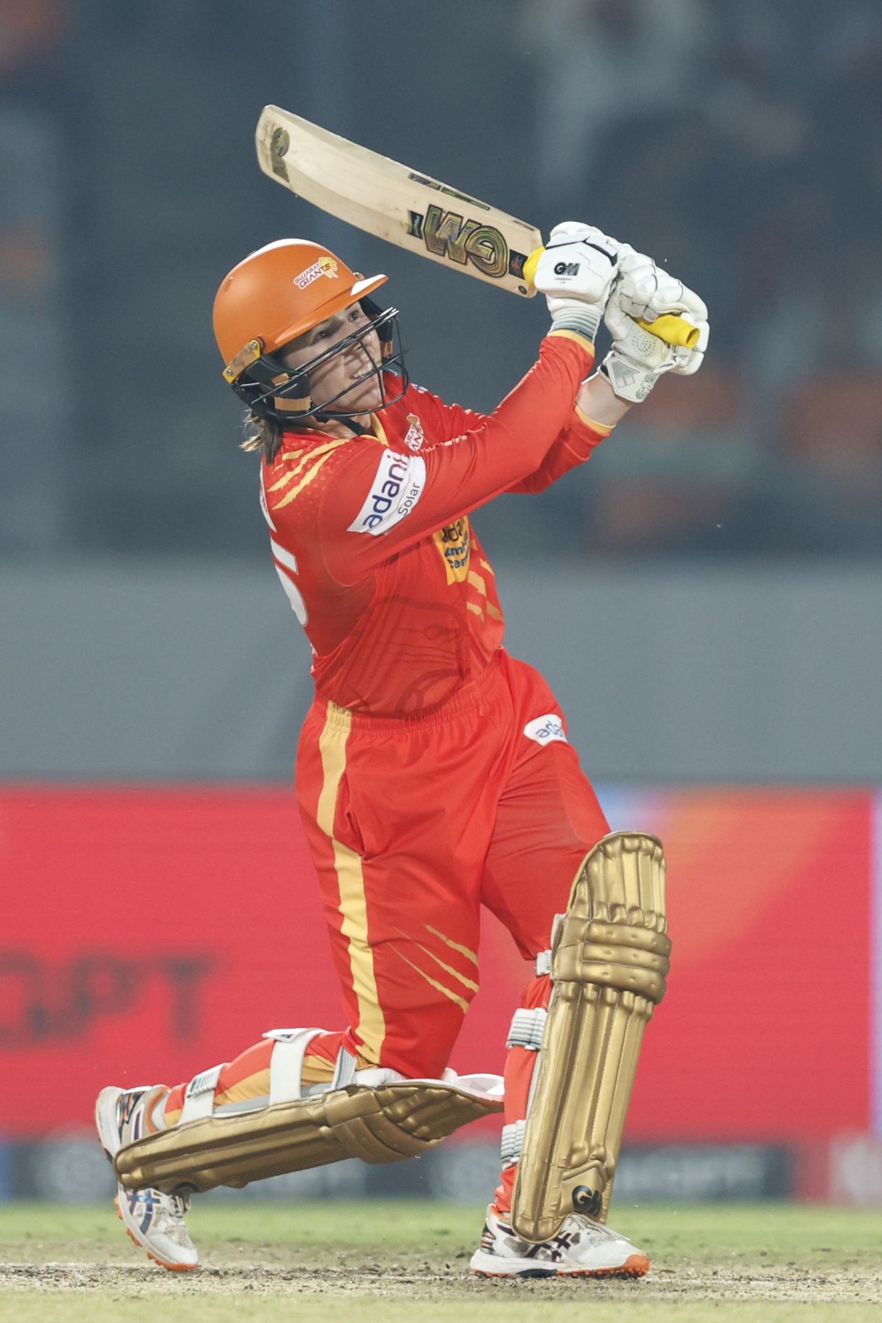 Georgia Wareham dances down to hit Amelia Kerr over, Gujarat Giants vs Mumbai Indians, WPL, Vadodara, January 30, 2026