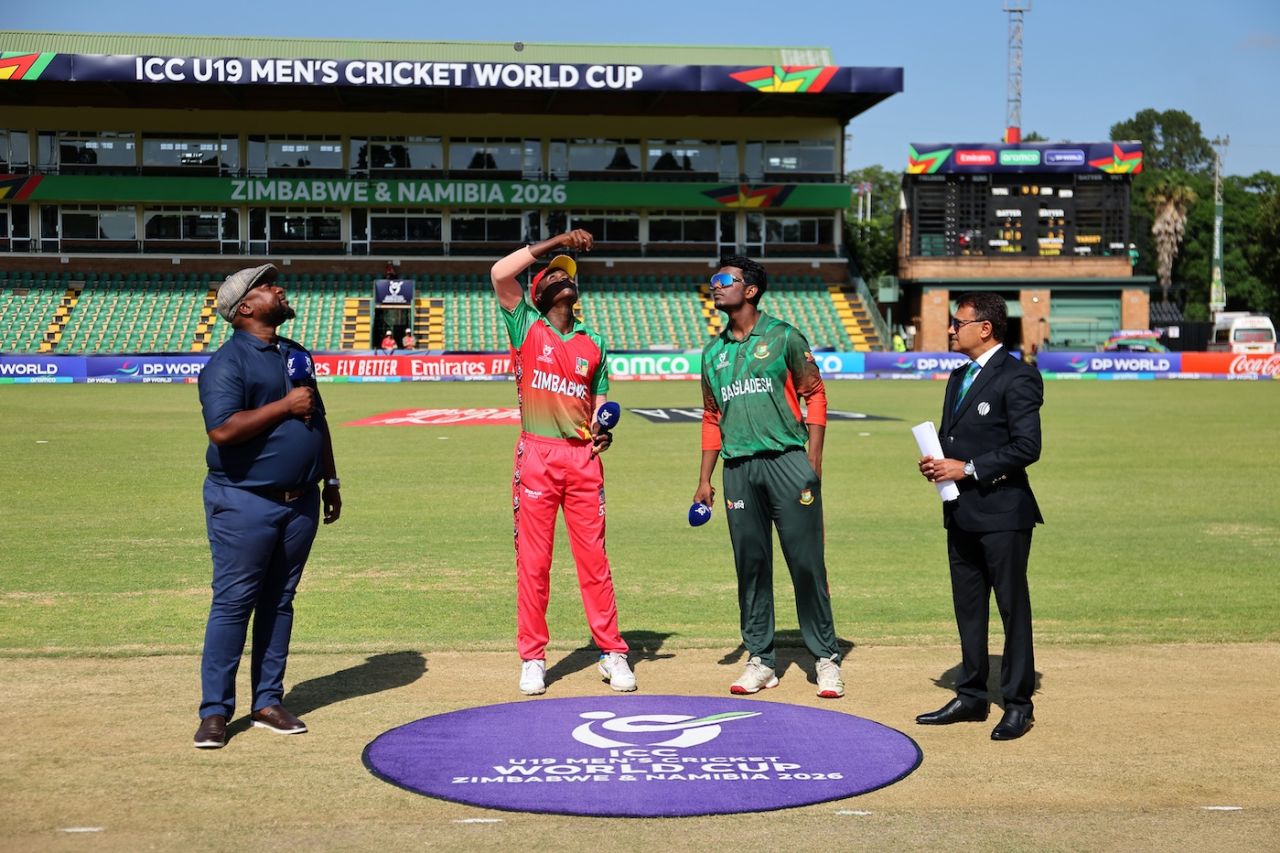 Azizul Hakim Tamim and Simbarashe Mudzengerere at the toss, Zimbabwe vs Bangladesh, Under-19 World Cup, Harare, January 31, 2026