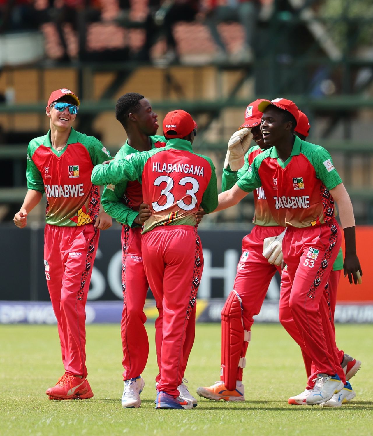 Zimbabwe players celebrate a wicket, Zimbabwe vs Bangladesh, Under-19 World Cup, Harare, January 31, 2026
