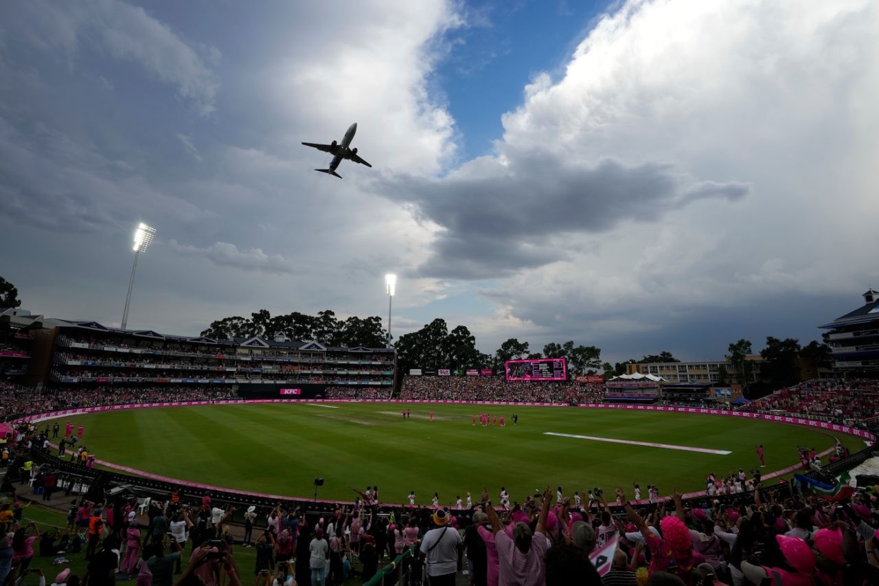 A plane flies over the Wanderers before the game, South Africa vs West Indies, 3rd T20I, Johannesburg, January 31, 2026