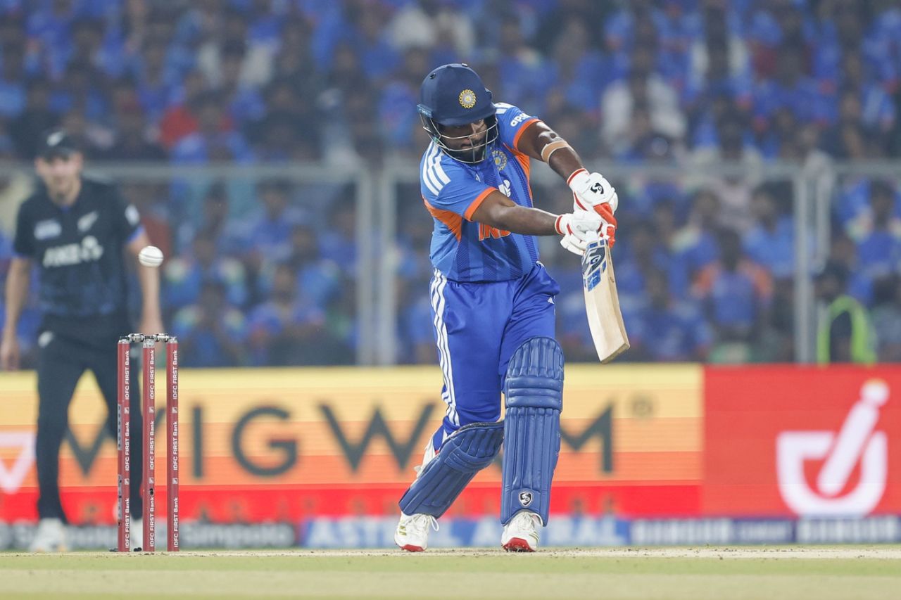 Sanju Samson's only boundary came off the outside edge, India vs New Zealand, 5th T20I, Thiruvananthapuram, January 31, 2026