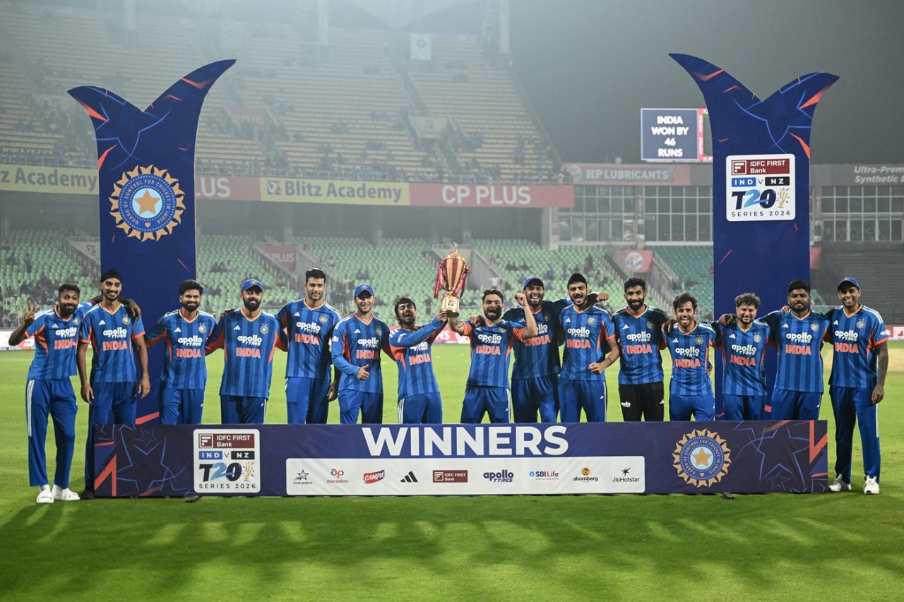 India pose after beating New Zealand 4-1, India vs New Zealand, 5th T20I, Thiruvananthapuram, January 31, 2026